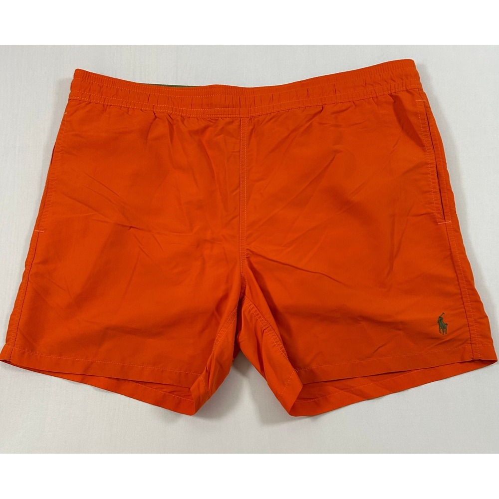Polo Ralph Lauren Swim Trunks Mens Large Orange Mesh Lined Elastic Waist Shorts